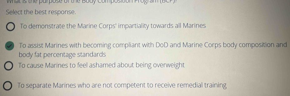 Solved: what is the purpose of the Body Composition Program (BCP ...