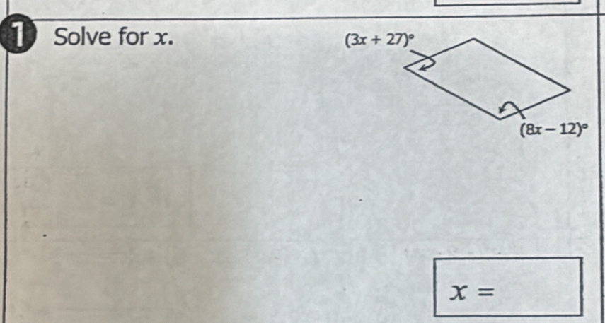 Solve for x.
x=