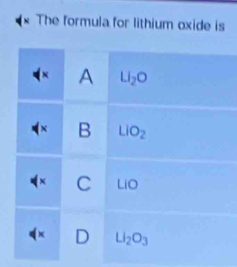 The formula for lithium oxide is