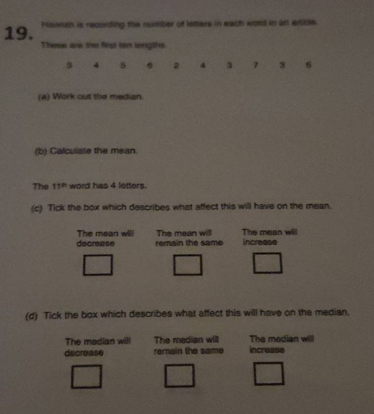 Solved: Plsomsh is recording the number of letters in each word in an ...