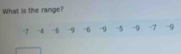 What is the range?
-7 -4 -6 -9 -6 -9 -5 -9 -7 -9