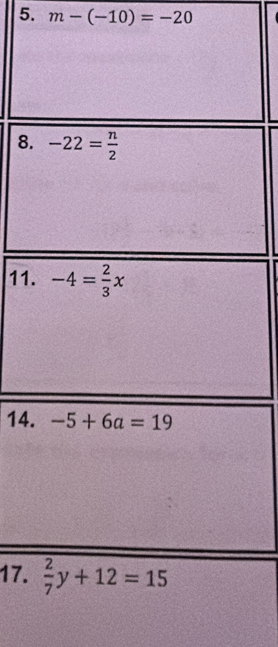 m-(-10)=-20
8
1
1
17.  2/7 y+12=15