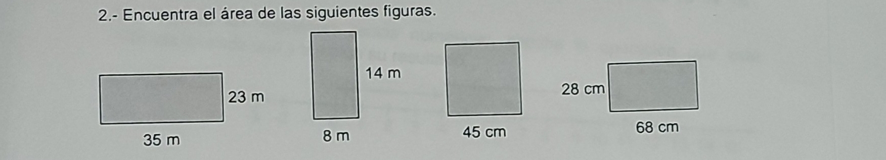 2.- Encuentra el área de las siguientes figuras.