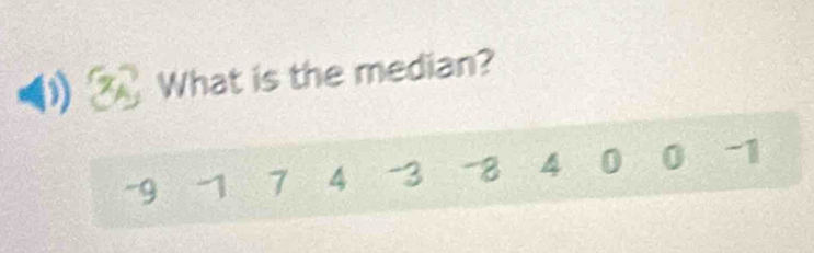 () What is the median?
-9 1 7 4 -3 -8 4 0 0 -1