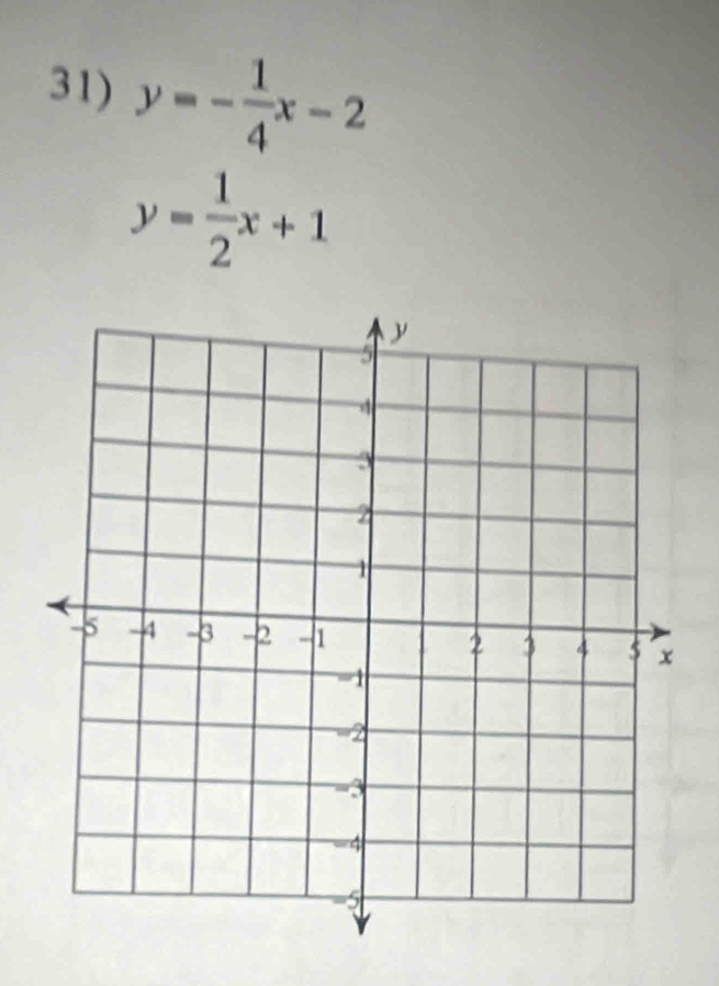 y=- 1/4 x-2
y= 1/2 x+1