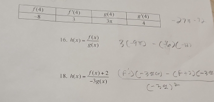 h(x)= f(x)/g(x) 
18. h(x)= (f(x)+2)/-3g(x) 