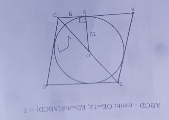 ABCD-romb; OE=12; ED=8; S(ABCD)= ?