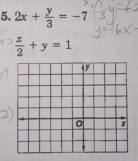 2x+ y/3 =-7
 x/2 +y=1