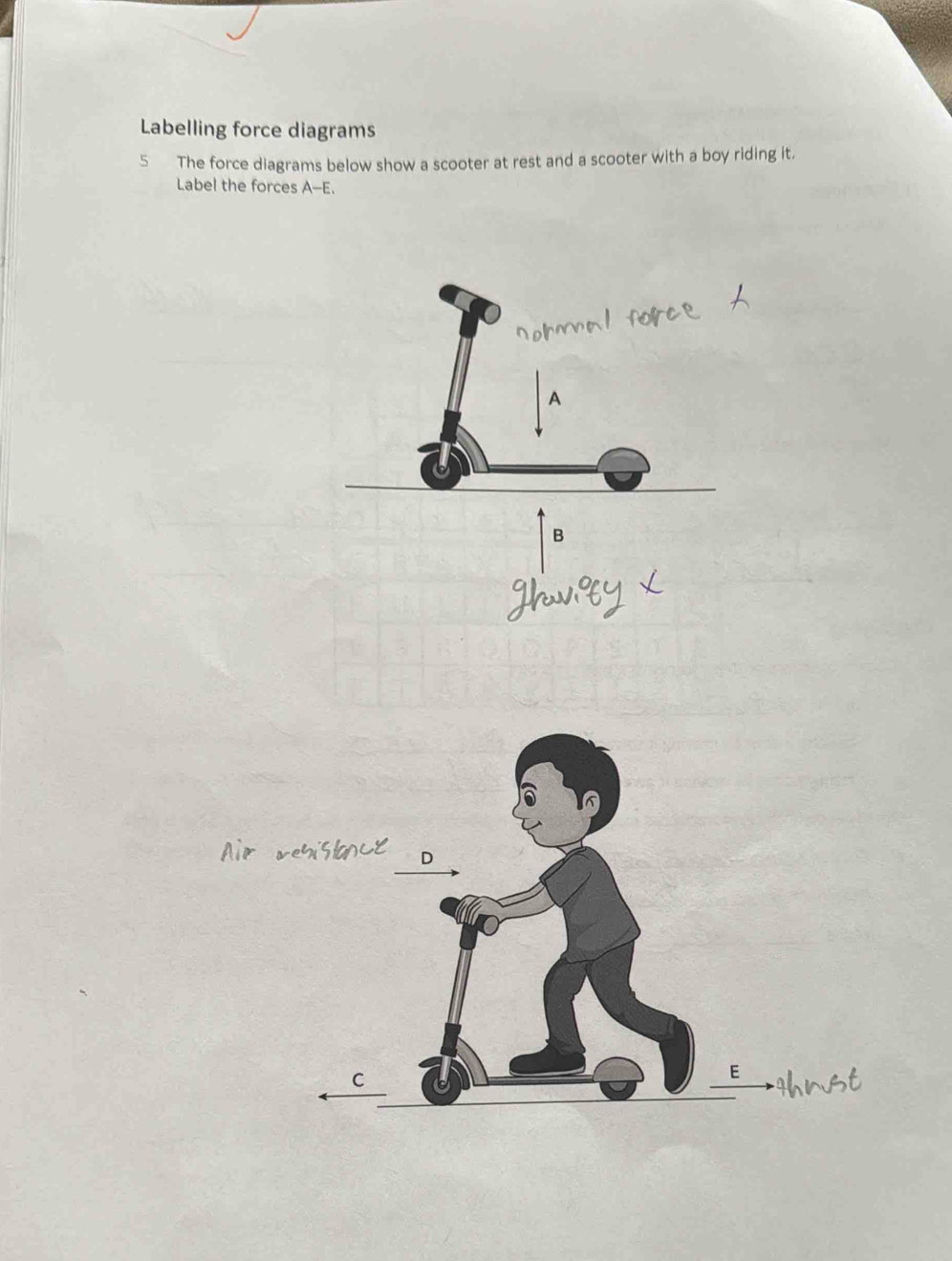 Solved: Labelling force diagrams 5 The force diagrams below show a ...