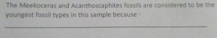 The Meekoceras and Acanthoscaphites fossils are considered to be the 
youngest fossil types in this sample because - 
_