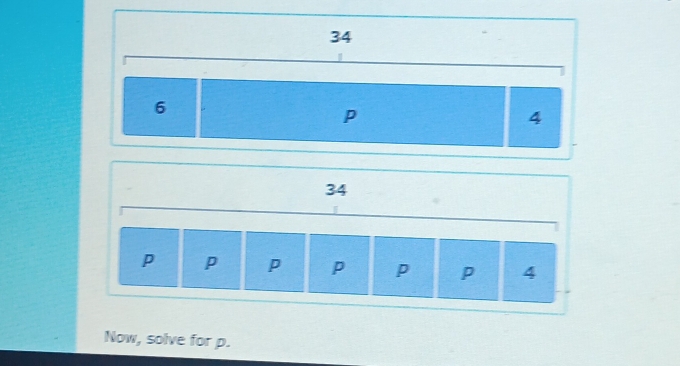 34
6
p
4
34
p p p p p p 4
Now, solve for p.