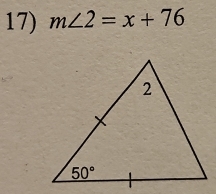 m∠ 2=x+76