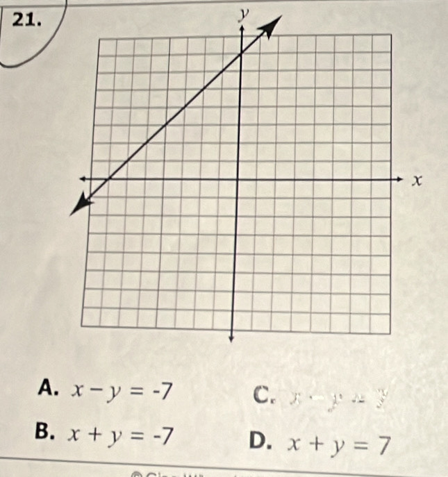 y
A. x-y=-7 C. x· y=3
B. x+y=-7 D. x+y=7