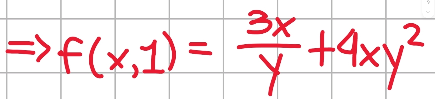 f(x,1)= 3x/y +4xy^2