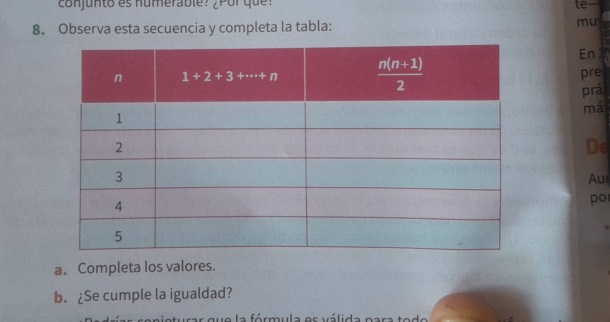 Resuelto:conjunto es numerable? ¿Por que? te 8. Observa esta secuencia ...