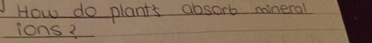 How do plant's absorb mineral 
ions?