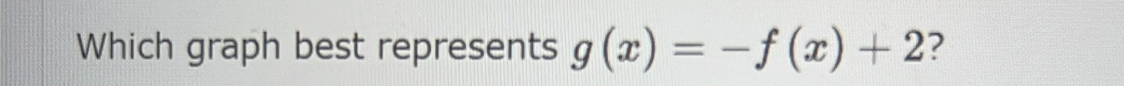 Which graph best represents g(x)=-f(x)+2 ?