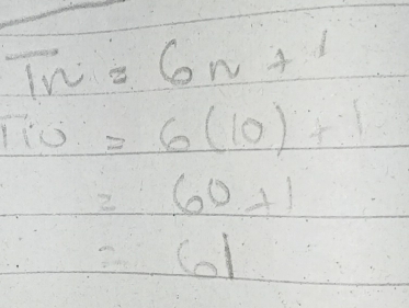 overline IW=6n+1
110=6(10)+1
=60+1
=61