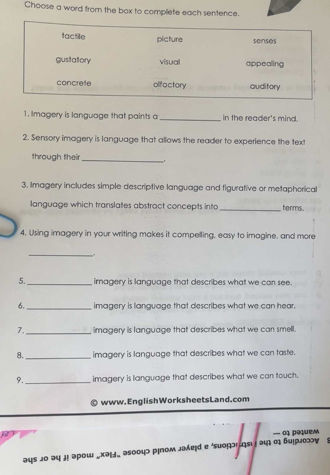 Solved: Choose a word from the box to complete each sentence. tactile ...