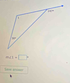 m∠ 1=□°
Save answer