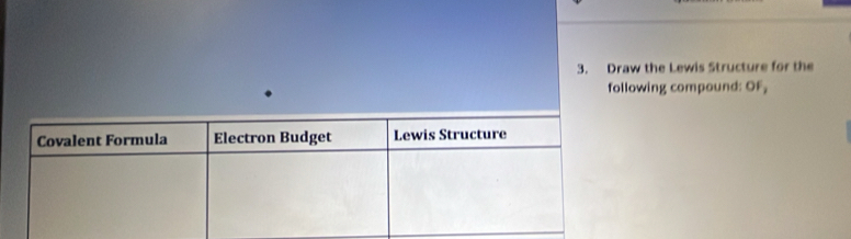 Draw the Lewis Structure for the 
following compound: OF,