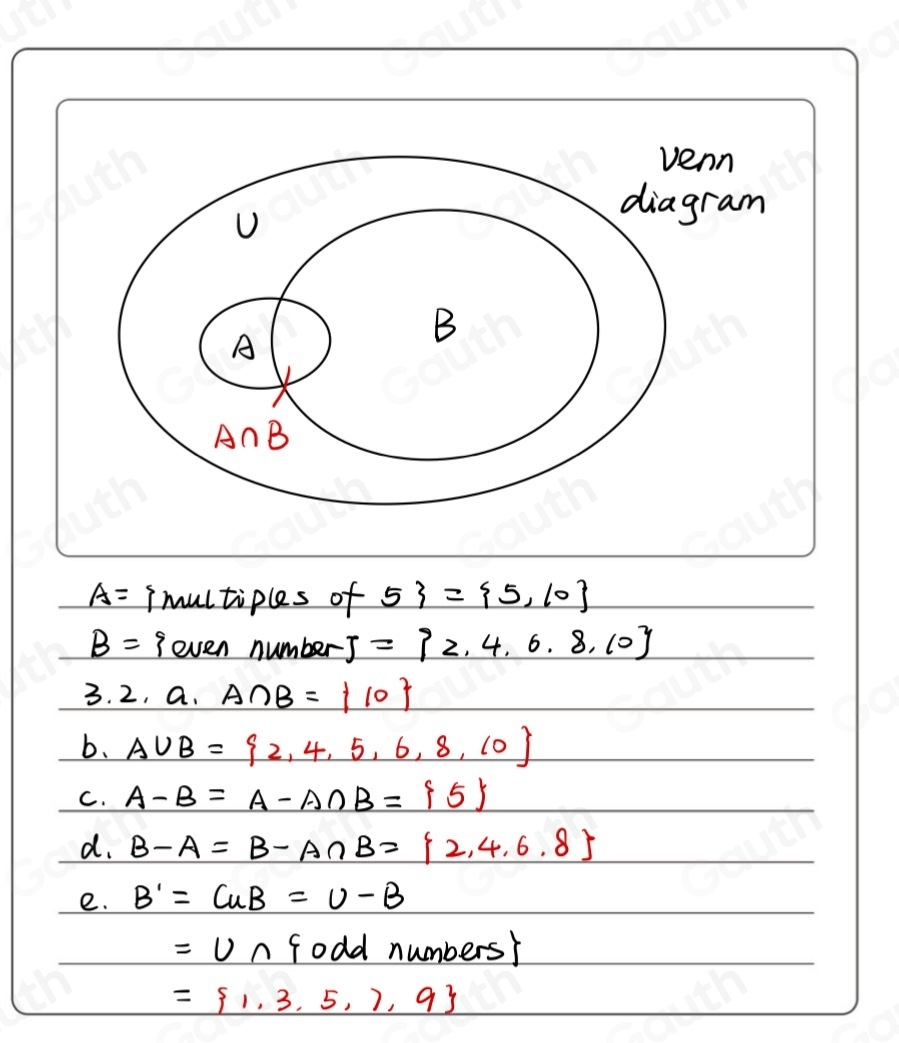 Solved: Do the following. 3.1 Illustrate using a Venn diagram: U= 1,2,3 ...
