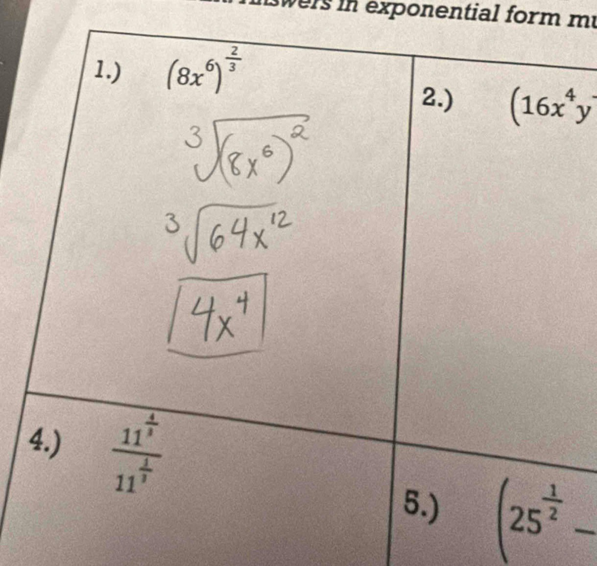 wers in exponential form m