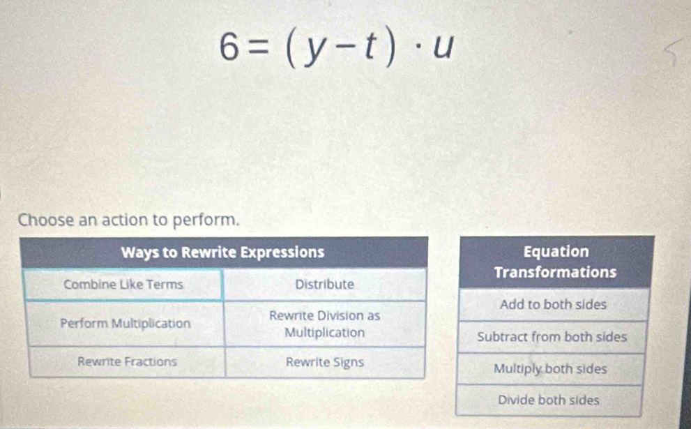 6=(y-t)· u
Choose an action to perform.