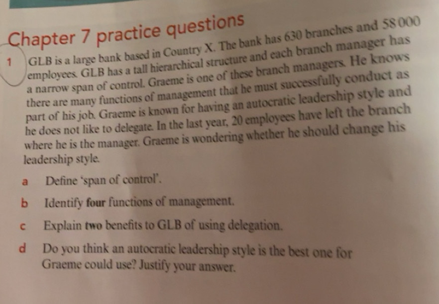 Risolto:Chapter 7 practice questions 1 GLB is a large bank based in ...