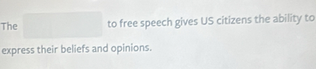 ∴ △ ABC) (-1
The to free speech gives US citizens the ability to 
express their beliefs and opinions.