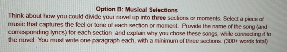 Solved: Option B: Musical Selections Think about how you could divide ...