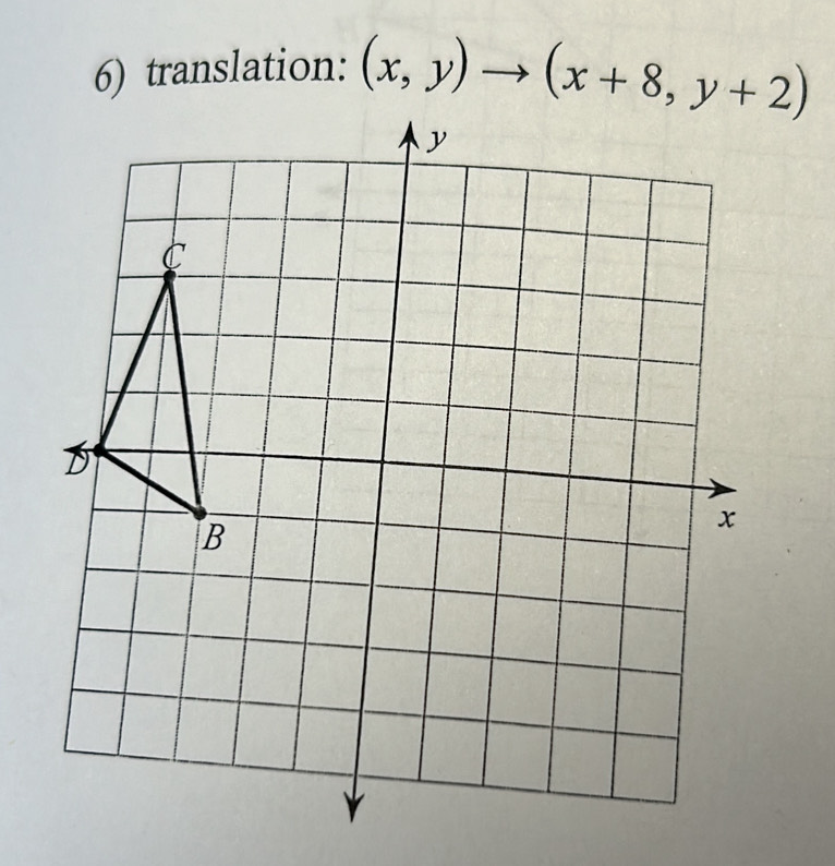 translation: (x,y)to (x+8,y+2)