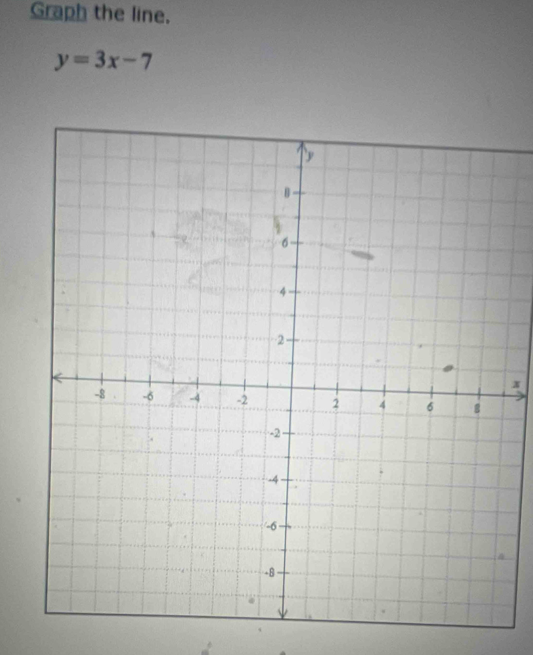 Graph the line.
y=3x-7
x