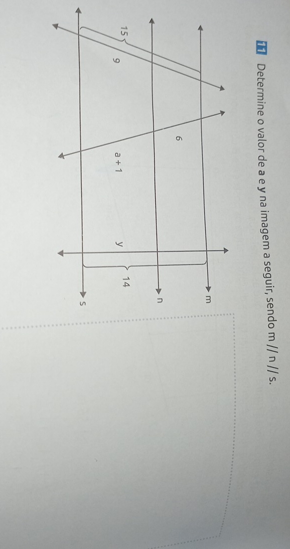 Determine o valor de a e y na imagem a seguir, sendo m//n//s.