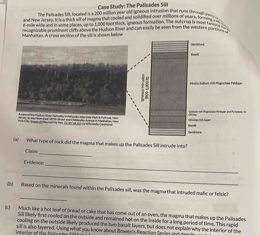 Solved: Case Study: The Palisades Sill The Palisades Sill, located is a ...