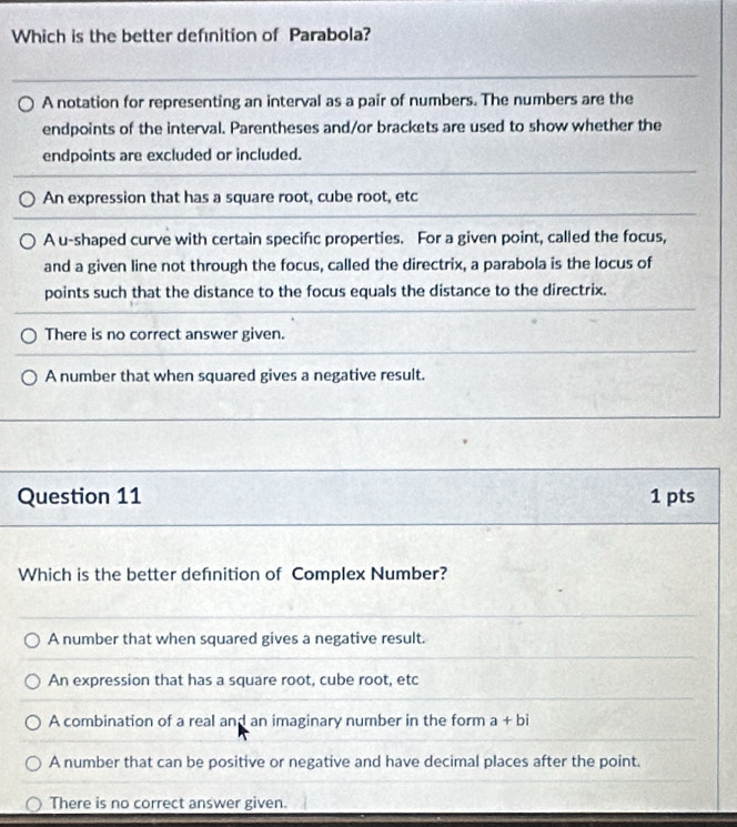 Solved: Which is the better defnition of Parabola? A notation for ...