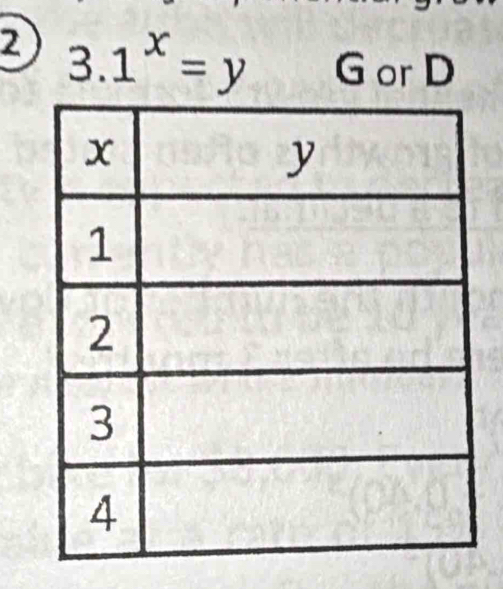 2 3.1^x=y G or D