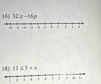 32≥ -16p
18) 11≤ 5+x