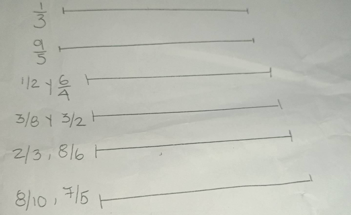  1/3 
 9/5 
112y  6/4 
3/8× 312
2/3, 816
8110, 715