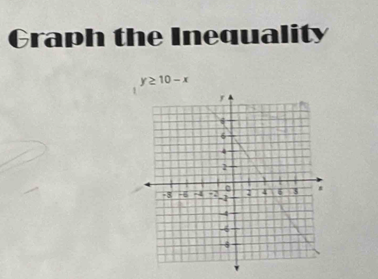 Graph the Inequality
y≥ 10-x