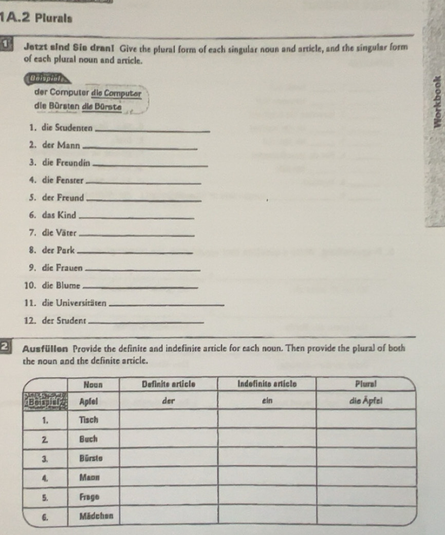 Gelöst:Plurals 1 Jetzt sind Sie dranI Give the plural form of each ...