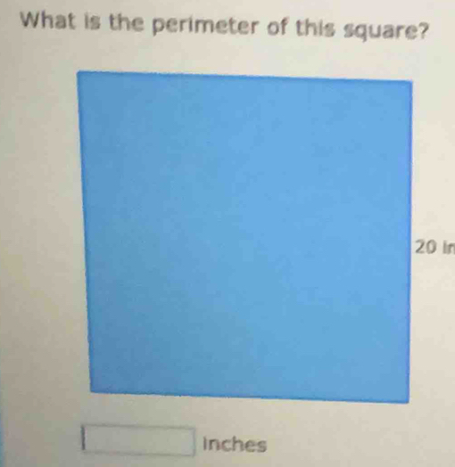 What is the perimeter of this square? 
inche