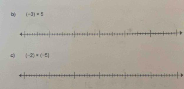 (-3)* 5
c) (-2)* (-5)