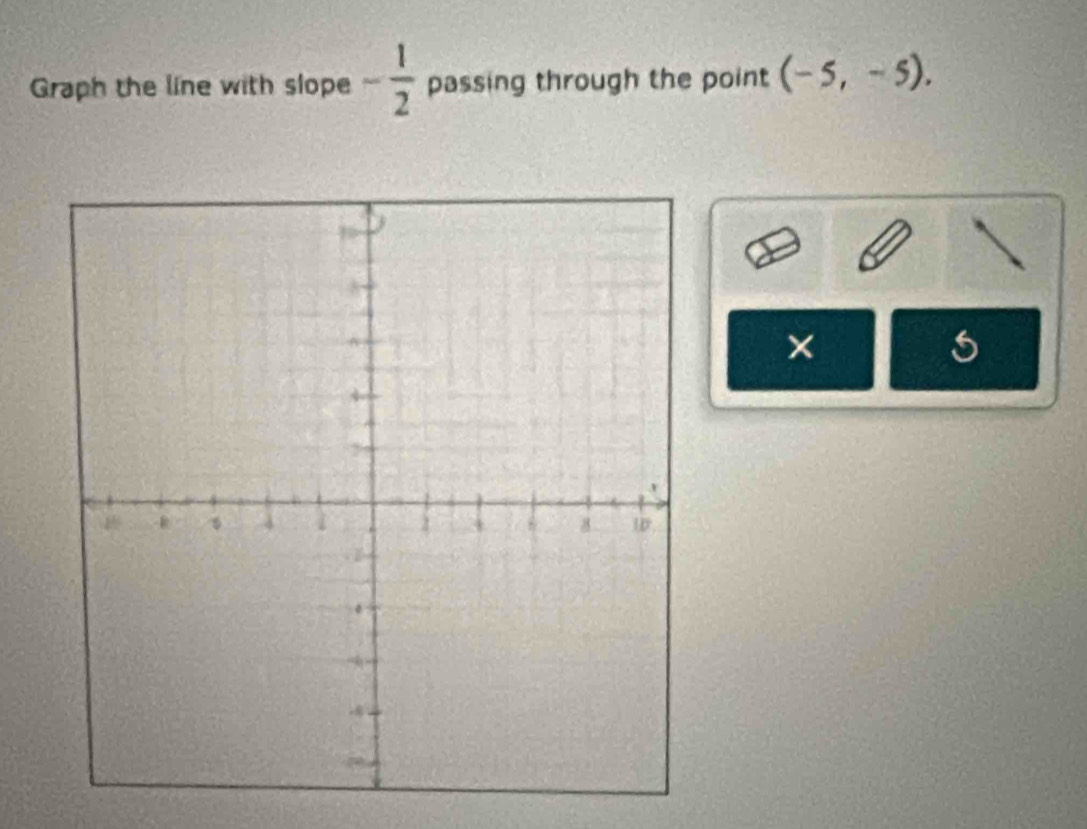 Graph the line with slope - 1/2  passing through the point (-5,-5).