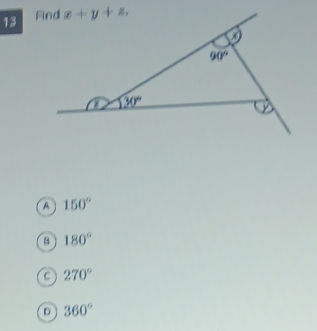 13
A 150°
β 180°
C 270°
D 360°