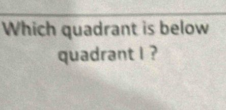 Which quadrant is below 
quadrant I ?