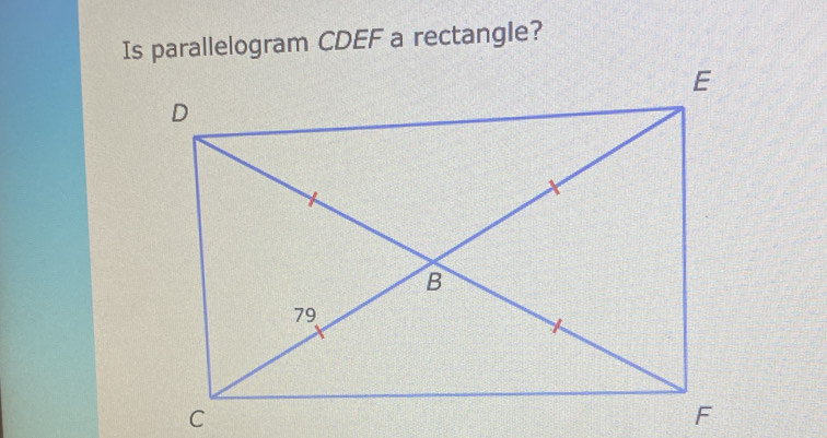 Is parallelogram CDEF a rectangle?