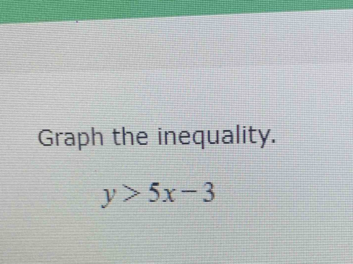 Graph the inequality.
y>5x-3