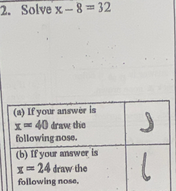 Solve x-8=32