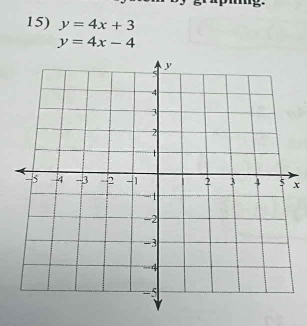 y=4x+3
y=4x-4
x